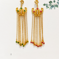 wholesale S925 Gold-Plated Red and Green Tassel Fringe Accessory Bracelet Necklace Charms DIY Handcraft Spacer Bead Semi-Finished Products-0-4