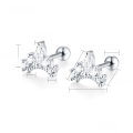 wholesale S925 Sterling Silver Crown Screw Ear Studs with Micro-Inlaid Zirconia, Minimalist and Versatile Earrings for Women, High-End Sense Matching Jewelry-0-6