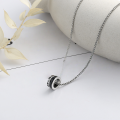 wholesale S925 Sterling Silver Rotatable Resin Black Ring with Zirconia Inlay Necklace, Fashionable Commute Versatile Elegant Women's Collarbone Chain-0-1