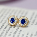 wholesale S925 sterling silver brushed blue diamond gold-filled matte earrings for women, high-end stylish elegant earrings-0-3