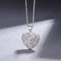 wholesale 925 Sterling Silver Pink Heart Necklace for Women, Fashionable and Luxurious, Trendy and Instagrammable, Unique Summer Design, Small and Chic Heart-Shaped Collarbone Chain-0-0