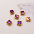 wholesale S925 Gold-Plated Silver Natural Amethyst Cube Teardrop Accessory Bead Strand for DIY Handcrafted Necklace Bracelet Semi-Finished-0-2