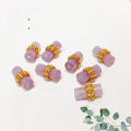 wholesale S925 gold-plated sterling silver natural kunzite barrel bead spacer bead accessory for DIY handmade bracelet and necklace-0-3