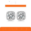 wholesale S925 Silver Moissanite Bezel Earrings for Women, Bestseller, Viral Internet Celebrity Style, Cross-Border Hot Sale, Ready to Ship Wholesale, Light Luxury-0-0