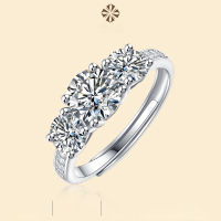 wholesale Metal Material 925 Silver, Internet Celebrity Live Broadcast Hot-Selling Genuine Ring for Women That Does Not Fade, Trendy Adjustable Open-End Moissanite Ring-1 carat Moissanite diamond Adjustable opening