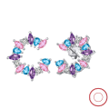 wholesale S925 Sterling Silver Multi-Color Zircon Floral Hoop Earrings, Luxury Cute Earrings Direct from Manufacturer-0-2