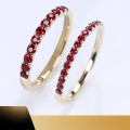 wholesale 18K gold inlaid natural pigeon blood red ruby row ring for women, Burmese colored gemstone ring, lightweight and versatile band-0-1