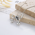 wholesale S925 Sterling Silver Korean-style Small Fresh Bow Ball Joint Snake Chain Sweet and Lovely Necklace-0-1