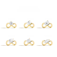 wholesale S925 Sterling Silver, Gold Plated with Moissanite, Unisex Infinity Figure 8 Ring, Customizable for Wholesale, Small Batch Design-2 carat round moissanite ring  US size 10 (China size 22)