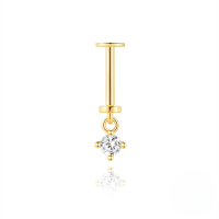 wholesale S925 Sterling Silver Geometric Heart Diamond Flat Head Vertical Threaded Cartilage Ear Stud New Hot Selling Elegant Ear Jewelry-Single gold #4 (1.2*6MM)