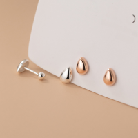 wholesale S925 Silver Polished Waterdrop Thread Ear Studs for Women, Korean Style Summer Minimalist Student Ear Jewelry M02023-S925 silver pair rose gold 925 silver