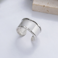 wholesale S925 Sterling Silver Unisex Korean Japanese Style Wide Rolled Edge Open Ring with English Inscriptions, Punk Hip Hop Trendy-0-1