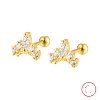 wholesale S925 Sterling Silver Crown Screw Ear Studs with Micro-Inlaid Zirconia, Minimalist and Versatile Earrings for Women, High-End Sense Matching Jewelry-Silver 925 silver