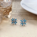 wholesale S925 Sterling Silver Maker's Sunflower Snowflake Earrings, Fashionable Retro European and American Niche Design, Versatile and Stylish Ear Jewelry-0-1