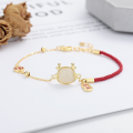 wholesale S925 Sterling Silver Year of the Dragon Zodiac Red String Bracelet with Hetian Jade, Adorable Cute Dragon Coin, Symbolizing Good Fortune and Celebration-0-1