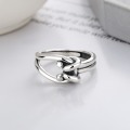 wholesale S925 Sterling Silver Retro Geometric Style Personalized Wrapped Crossover Open Ring Sweet and Cool Creative Fashion Ring-0-1