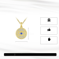 wholesale Metal geometric circular evil eye pendant necklace blue eye hot-0-2