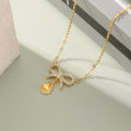 wholesale S925 Sterling Silver Fashionable Light Luxury Zircon Gold-Tone Teardrop Necklace Set Christmas Gift-0-2