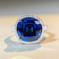 wholesale S925 Sterling Silver Round Bezel Ring with Blue Sapphire Aquamarine and High Carbon Diamond for Women, Wholesale for Cross-Border E-Commerce and Live Streaming in Europe and America-0-0