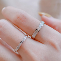 wholesale S925 Red Elk full-body couple rings, simple and elegant with a matte finish, exuding a chic and versatile luxury vibe, perfect for daily wear and gifting-BZ0138-White Gold-Women's Ring US Size 6