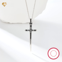 wholesale Metal Material: 925 Sterling Silver Cross Sword Retro Punk Necklace, Unisex Trendy Ins Style-Necklace 925 Silver