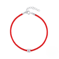 wholesale S925 Sterling Silver Single Moissanite Red Rope Bracelet, A Popular Lucky Accessory For Women-0-0