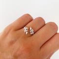 wholesale S925 Sterling Silver Adjustable Open Ring With Marquise Zircons And Floral Design,-0-2