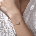 wholesale S925 Sterling Silver Geometric Minimalist Zircon-accented Circle Bracelet For Women-0-1