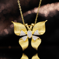 wholesale Metal material handcrafted Italian-style brushed butterfly pendant brooch, two-way wear live stream hit high-end exquisite necklace-0-3