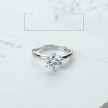 wholesale S925 Sterling Silver Classic 75mm Diamond-Inlaid Six-Prong Open Ring, Korean Fashion Ethereal Light Luxury Women's Band-0-1