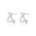 wholesale Wholesale 925 Sterling Silver Geometric Triangle Stud Earrings with Zirconia, Trendy and Luxurious for Women-0-7