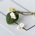 wholesale S925 Sterling Silver Stud Earrings Fashion Sweet Diamond Inlaid Freshwater Pearl Elegant Shell Flower Ear Jewelry E4957-0-1