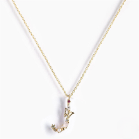 wholesale S925 Sterling Silver 26-Letter Butterfly Pendant Necklace with Zircon-Gold-J