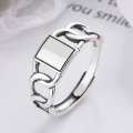 wholesale S925 Sterling Silver Korean-style Creative Geometric Square Triangle Punk Style Open Ring for Couples-0-1