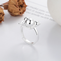 wholesale S925 Sterling Silver Trendy Commuter Ring for Women, Wide Band with Shaking Bubble Spheres, INS New European and American Style-0-0