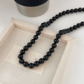 wholesale S925 Sterling Silver Natural Black Agate Necklace for Women, New Trendy Versatile Retro Niche Collarbone Chain-0-7