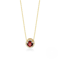 wholesale S925 Sterling Silver Classic Round Colorful Zircon Accent Choker Necklace,ins-Gold #1 Deep Garnet Diamond &gt; 925 Silver
