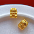 wholesale Metal material placed at the beginning: Gold-plated 925 ancient silver fittings with engraved "See no evil, hear no evil, speak no evil, think no evil" cat beads, including spacer beads, waist beads, and top beads for DIY-0-8