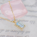 wholesale 10K Gold New Fashionable Light Luxury Natural Gemstone Women's Necklace Aquamarine Pendant Customized by Manufacturer-0-2