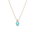 wholesale S925 Sterling Silver Turquoise Teardrop Pendant With Zircon Accent Necklace,-0-2