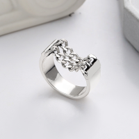 wholesale S925 Sterling Silver Geometric Heavy Duty Link Chain Ring for Women, Cross-Border Fashion Statement Index Finger Ring-832J/about 6.1g 12