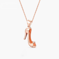 wholesale 925 Sterling Silver Rose Gold Plated High Heel Shoe Pendant for Women, European and American Ins Style Fashionable OL Luxury Necklace Pendant Wholesale-003550-[Pendant without chain]>925 silver