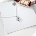 wholesale S925 Sterling Silver Light Luxury Micro-Inlaid Cat's Eye Lucky Four-Leaf Clover Necklace for Women, New Small and Fresh Forest-Style Design Pendant Necklace-0-4
