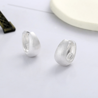 wholesale S925 Sterling Silver French Brushed Semi-Oval Ear Clasp, Fashionable and Versatile Korean Style Earrings for Women-292FR/approximately 6.3g/pair 925 silver