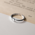 wholesale 925 Sterling Silver Twisted Thin Textured Small Square Thin Adjustable Bean Ring for Women J6700-0-1
