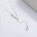 wholesale S925 Sterling Silver Korean Style Rotating Bead Minimalist Fashion OL Personality Design Brushed Necklace-0-1