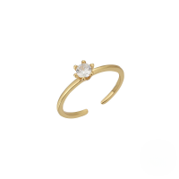 wholesale S925 Sterling Silver Adjustable Open Toe Ring With Zircons, Summer Beach Must-have Foot Jewelry-Gold#3 925 Silver