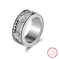 wholesale 925 Silver Cross-border Ring, Minimalist European and American Men's Anti-Anxiety Spinning Band Jewelry Wholesale-Plating: Platinum>9