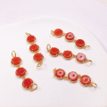 wholesale S925 silver gold-plated natural southern red agate six-connection square bead bracelet accessory for DIY-0-3