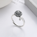 wholesale S925 Sterling Silver Tide Sheng Court Style Lotus Pod Rotatable Six-Syllable Mantra Ring Literary National Trend Unisex Ring-0-0
